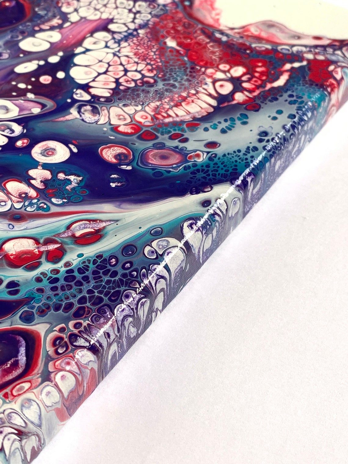 Purple and Red Abstract Art on 8x10 Canvas Fluid Art Pour Etsy