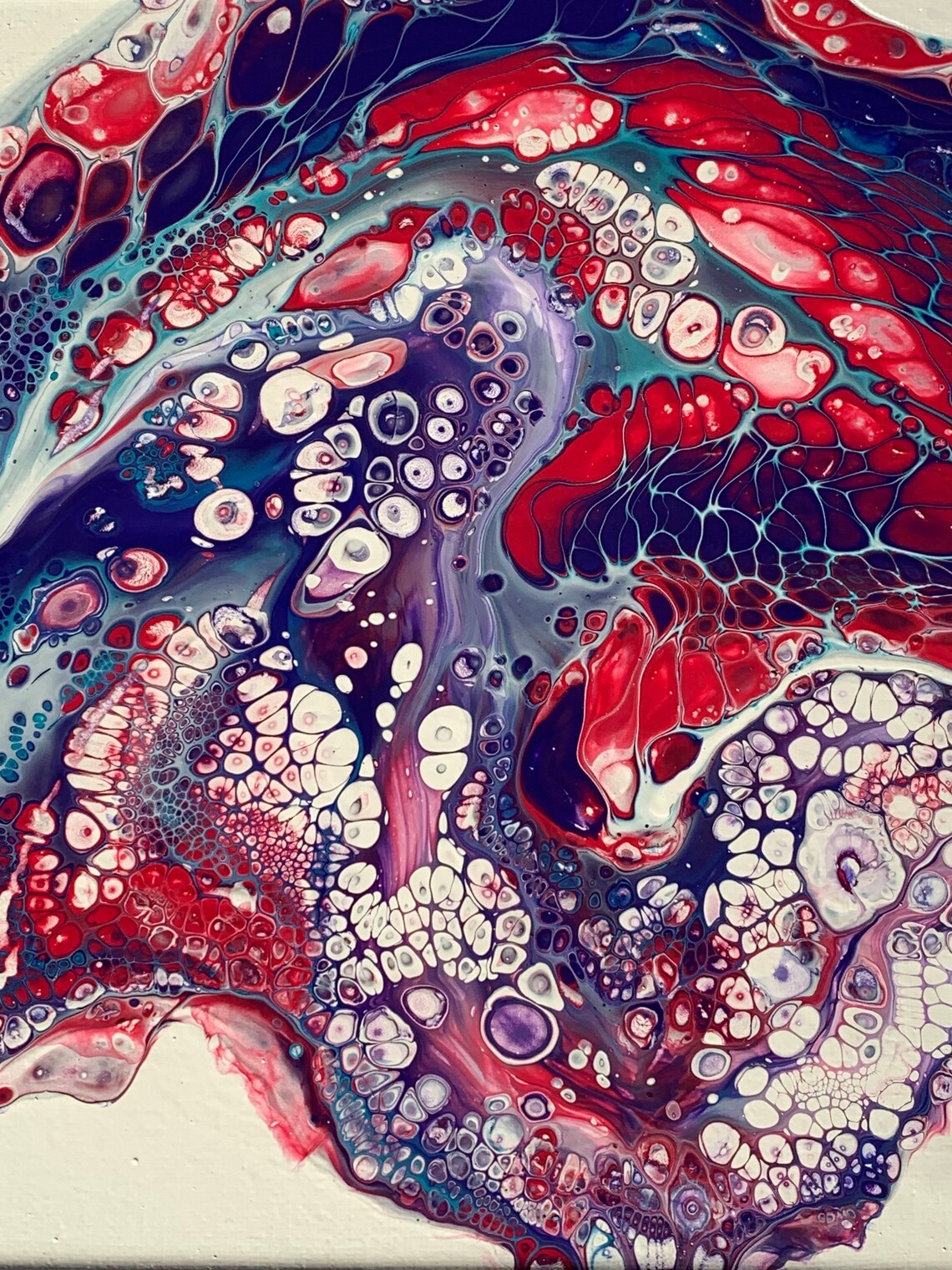 Purple and Red Abstract Art on 8x10 Canvas Fluid Art Pour Etsy