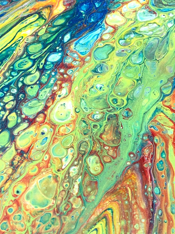 Acrylic Painting 10x10 Lime Green Acrylic Painting Canvas Painting