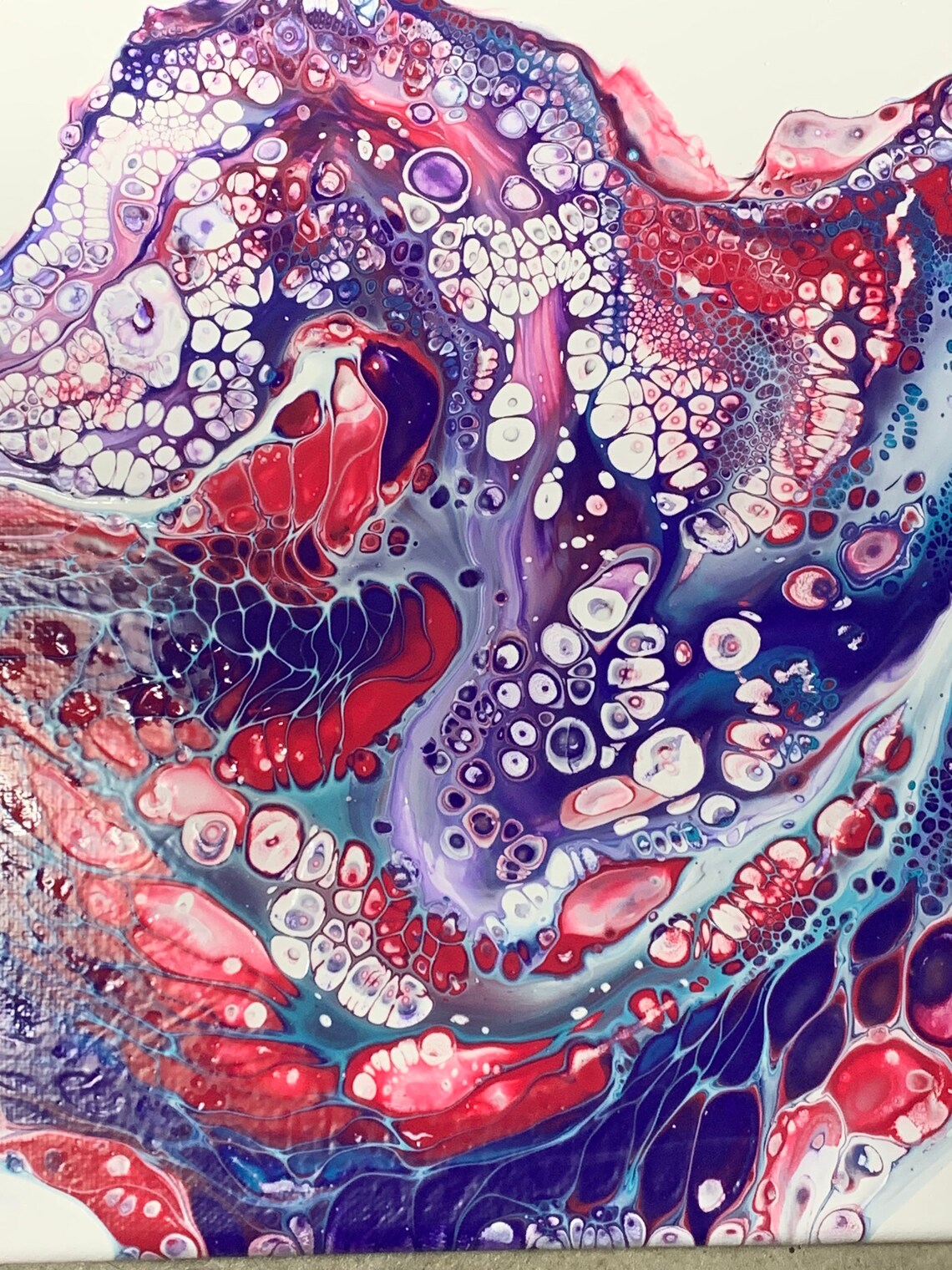 Purple and Red Abstract Art on 8x10 Canvas Fluid Art Pour Etsy