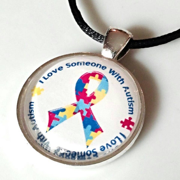 Autism necklace, I love someone with autism, autism jewelry, autism pendant, keychain, puzzle piece necklace, autism gifts mom teacher.