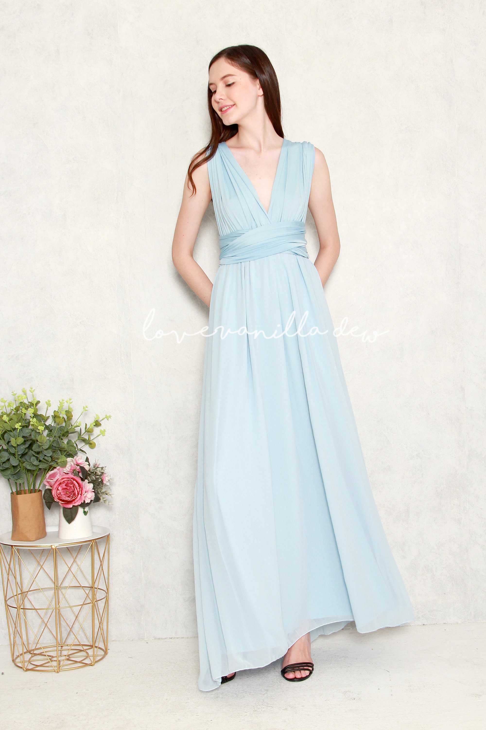 Bridesmaid Dress Infinity Dress Powder Blue With Chiffon Etsy