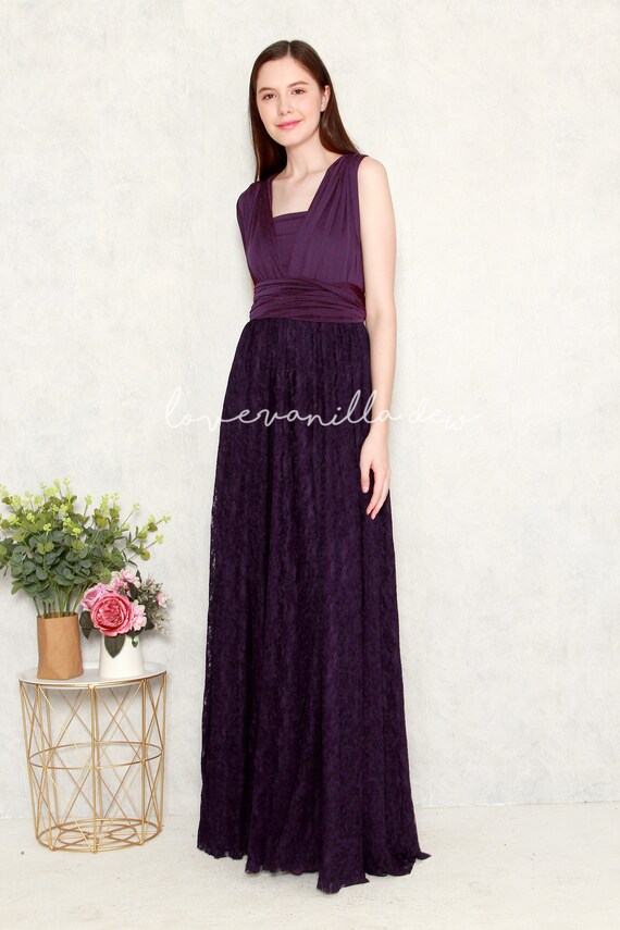 Bridesmaid Dress Infinity Dress Royal Purple Lace Floor Length Etsy