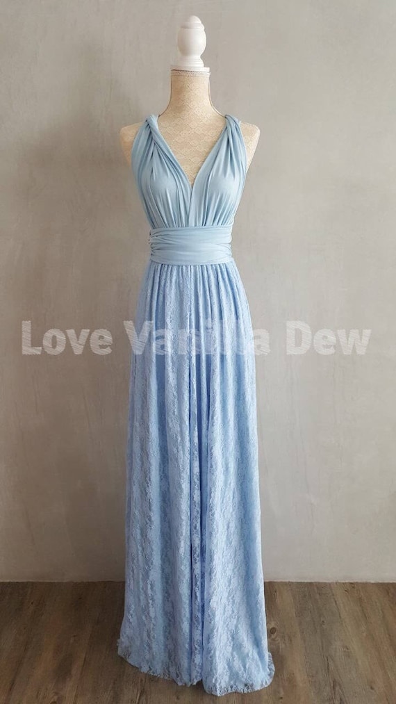  Bridesmaid  Dress  Infinity Dresses  Powder  Blue  Lace Floor 