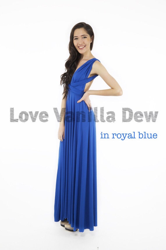 Bridesmaid Dress Infinity Royal Blue Floor Length Maxi Wrap Etsy