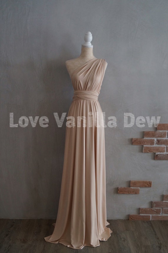 champagne infinity bridesmaid dress