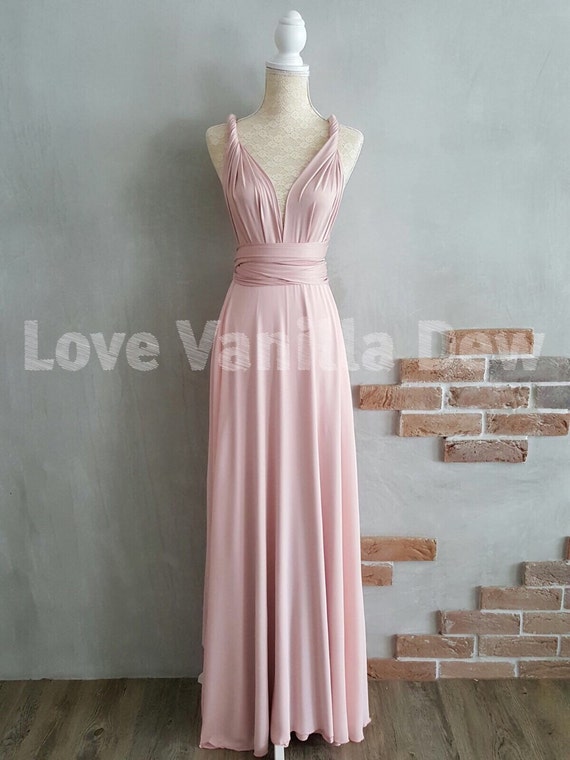 Bridesmaid Dress Infinity Dress Nude Pink with Chiffon Overlay | Etsy