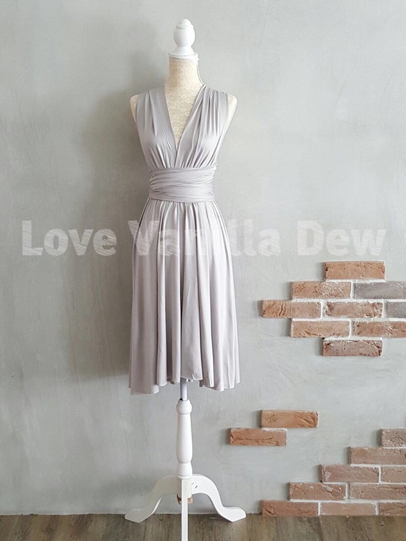 Bridesmaid Dress Infinity Dress Straight Hem Light Grey Knee | Etsy