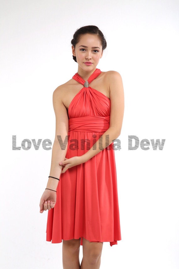 Bridesmaid Dress Infinity Dress Coral Straight Hem Knee Length Etsy