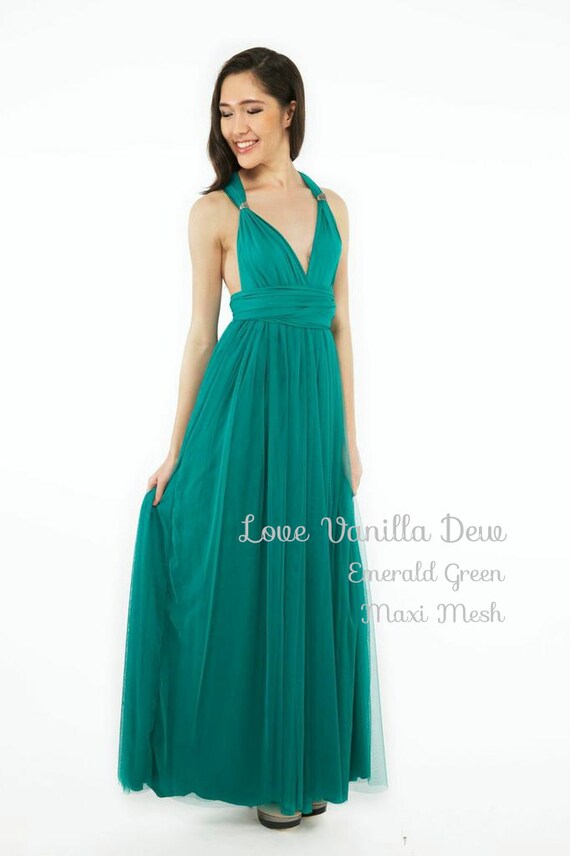 Bridesmaid Dress Infinity Dress Emerald Green With Mesh Floor Etsy