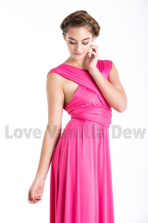 Bridesmaid Dress Infinity Dress Shocking Pink Floor Length Etsy