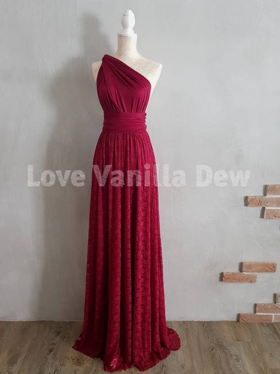 wine red floor length dress