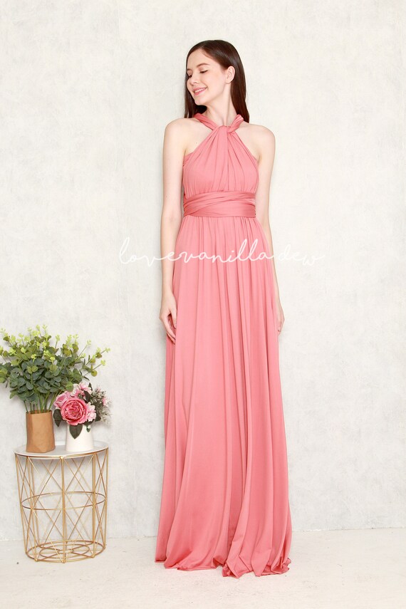 salmon pink infinity dress