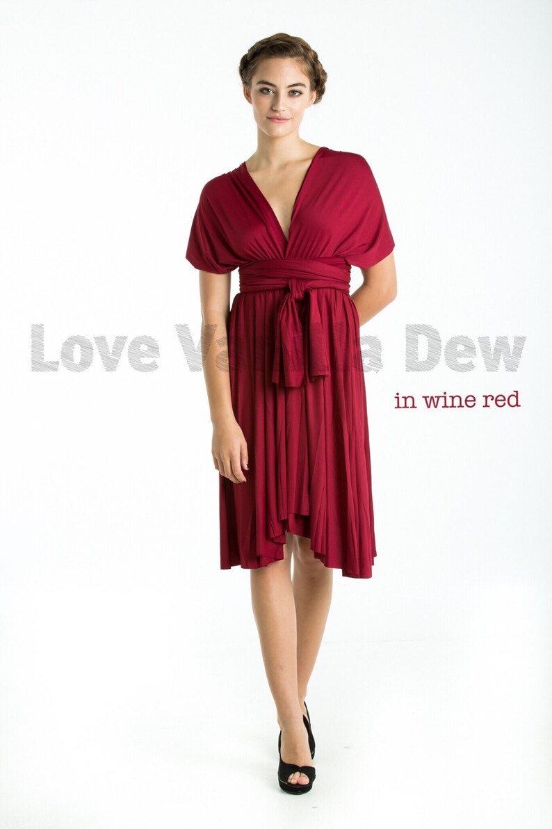 Bridesmaid Dress Infinity Dress Wine Red Straight Hem Knee Etsy