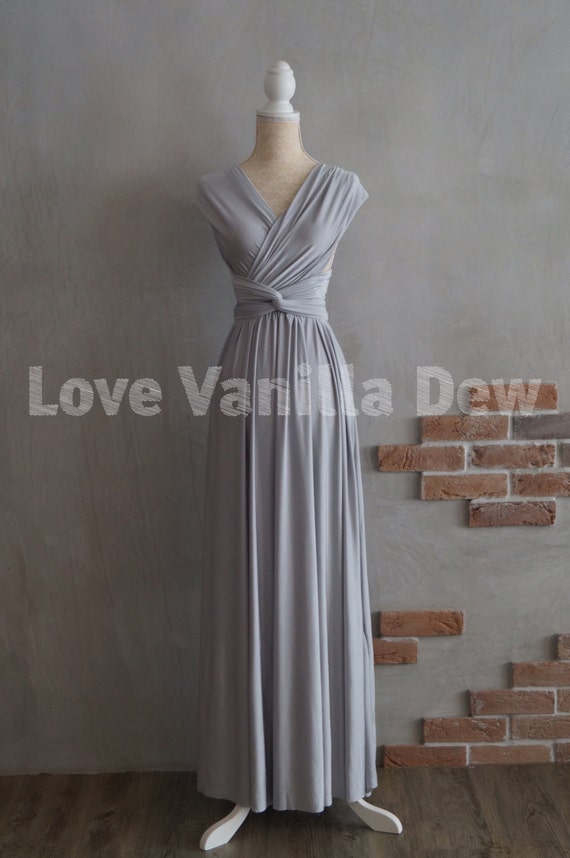 Bridesmaid Dress Infinity Dress Silver Floor Length Maxi Wrap | Etsy