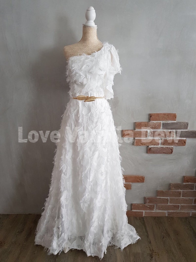 One Shoulder Strap Wedding Dress One Shoulder Wedding Dress Etsy