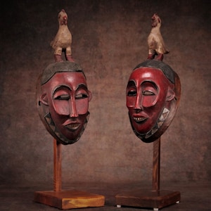 Lot of old African masks, GOURO ethnic group from Ivory Coast