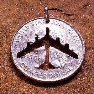 B-52 Bomber pendant B-52 Bomber necklace BUFF pendant BUFF necklace Air Force pendant Megafortress hand cut coin pendant