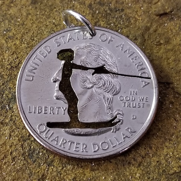 Water Skiing pendant, Water Skier pendant, Water Skiing necklace, Water Skier necklace, water sports pendant hand cut coin pendant