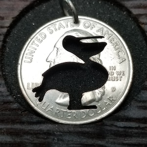 Pelican necklace made from coin, Pelican lover pendant Pelican gift for Pelican lover jewelry Pelican collector beach cut coin necklace