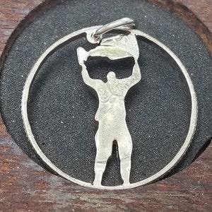 Hockey player pendant hockey player necklace hockey skater pendant hockey pendant hockey necklace Stanley Cup, hand cut coin pendant