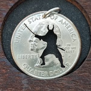 Samurai pendant Samurai necklace Samurai sword pendant Japanese pendant Japanese jewelry  hand cut coin pendant