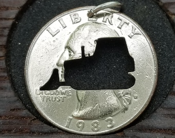Coin Bulldozer Pendant Necklace, Construction Jewelry