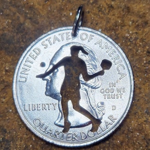 Female Pickleball pendant racket sport pendant Pickleball necklace racket sport necklace pickleball paddle hand cut coin pendant