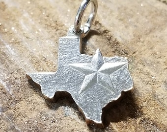 Texas pendant, Texas necklace, Lone Star State pendant, TX state quarter hand cut coin