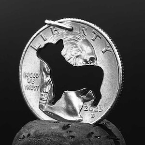 French Bulldog dog necklace made from coin, French Bulldog lover pendant French Bulldog dog gift for French Bulldog lover cut coin necklace