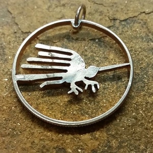 Peruvian Nazca lines Bird necklace Nazca lines bird pendant bird necklace bird pendant world traveler gift idea hand cut coin necklace