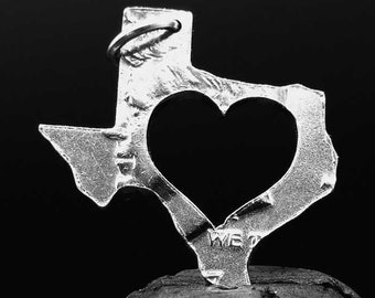Texas Heart Coin Necklace, Lone Star State Pendant