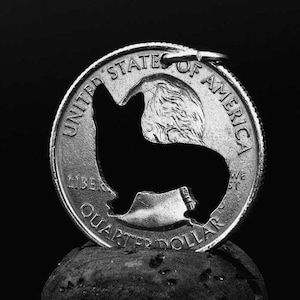 Welsh Corgi dog necklace made from coin, Welsh Corgi lover pendant Welsh Corgi dog gift for Welsh Corgi lover cut coin necklace