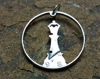 Coin Chess Queen Pendant - US Half Dollar