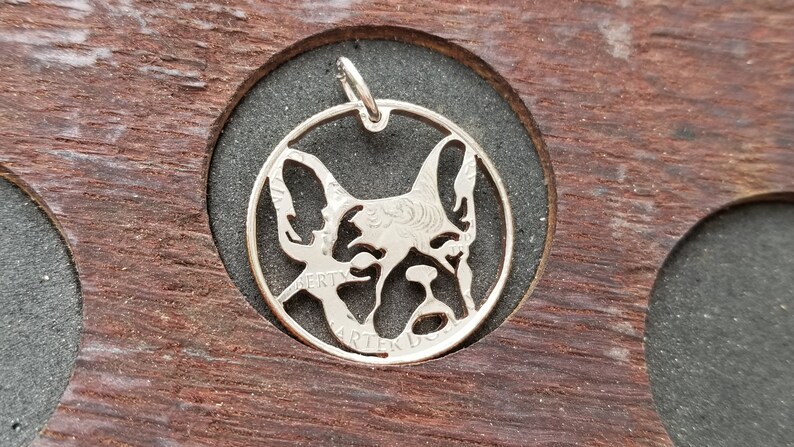 French bulldog necklace French bulldog pendant French bulldog face pendant Frenchie dog breed pendant hand cut coin pendant