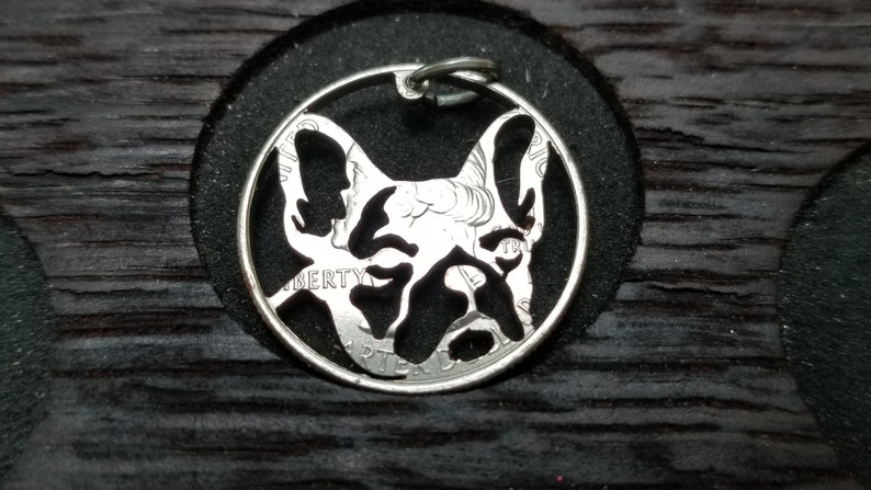 French bulldog necklace French bulldog pendant French bulldog face pendant Frenchie dog breed pendant hand cut coin pendant