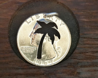 Palm Tree Coin Pendant Necklace - Unique Beach & Island Lover Gift - Tropical Coconut Tree Jewelry - Coastal Vacation Souvenir