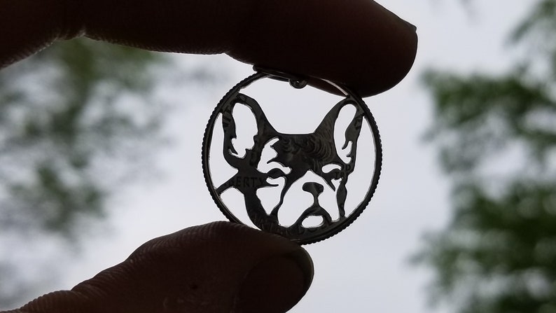French bulldog necklace French bulldog pendant French bulldog face pendant Frenchie dog breed pendant hand cut coin pendant