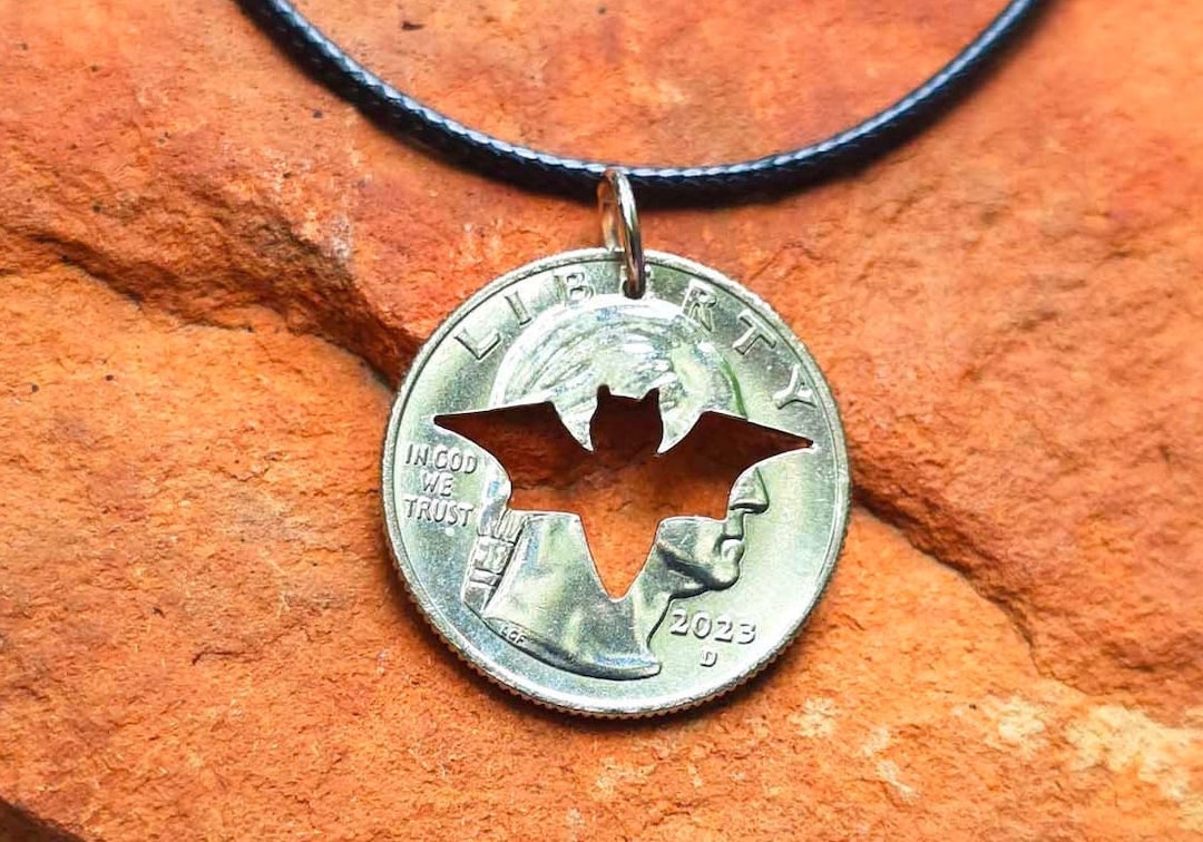 Bat Collection Coin Bat Necklace Made From Coin, Bat Lover Pendant Bat Gift for Bat Lover ...