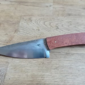 hunting knife forged blade carbon steel handle in heather root