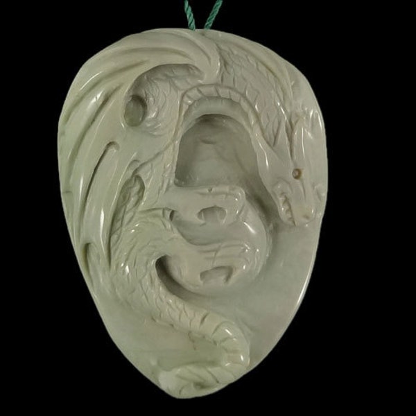 BI30731# Stunning  Natural Hand Carved Dragon  art  Succor Creek  Jasper  Pendant Bead 1 Pcs