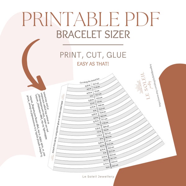 Printable Bracelet Sizer, Measurement Cone, Measuring Cone, Bangle Sizer, Bangle Measuring Cone, Bracelet Mandrel Cone, Ruler, PDF