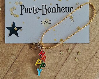 Porte-bonheur coloré et joyeux / Happy / Petit cadeau original / cadeau bonheur / grigri coloré