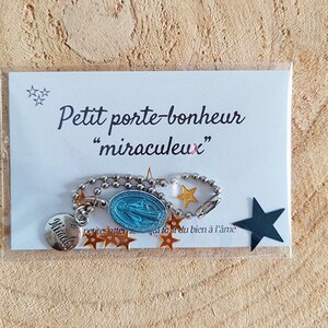 Porte-Bonheur Miraculeux / Médaille vierge Marie / Bondieuserie Bleu