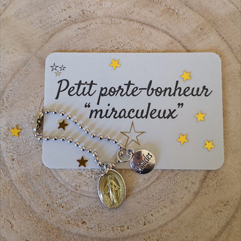 Porte-Bonheur Miraculeux / Médaille vierge Marie / Bondieuserie Jaune