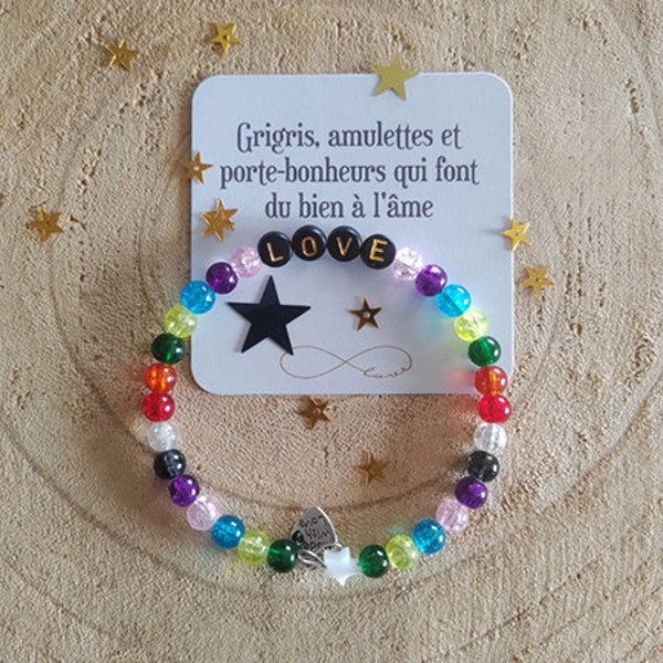 Bracelet Rainbow Love / bracelet perles colorées / Cadeau femme / Cadeau amour