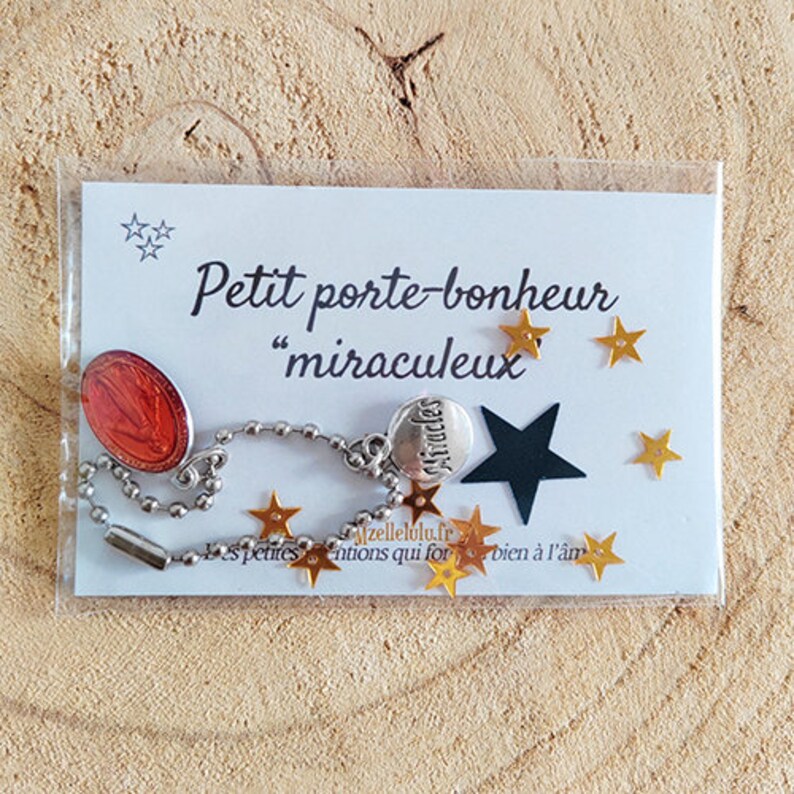 Porte-Bonheur Miraculeux / Médaille vierge Marie / Bondieuserie Rouge/Orangé