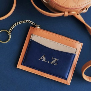 Portemonnaie mit Initialen, Personalisierte Geldbeutel Karte, Geldbörse, Veganes Leder, Weihnachtsgeschenk, Weihnachtsgeschenk