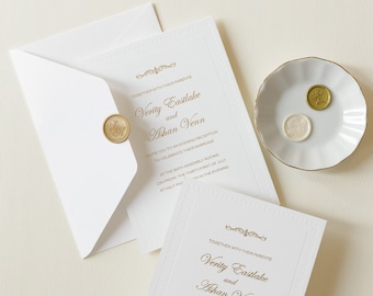 Debossed Embossed 710gsm Luxury Foiled Elegant Day Invitation, Wedding Invitations, Classic Wedding Cards