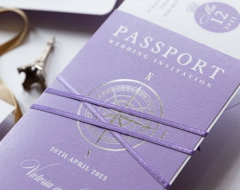 Passport Wedding Invitation Compass Real Foil Boarding Pass Invite,Wedding Abroad,Destination Wedding,Travel Wedding, Plane Ticket Invite